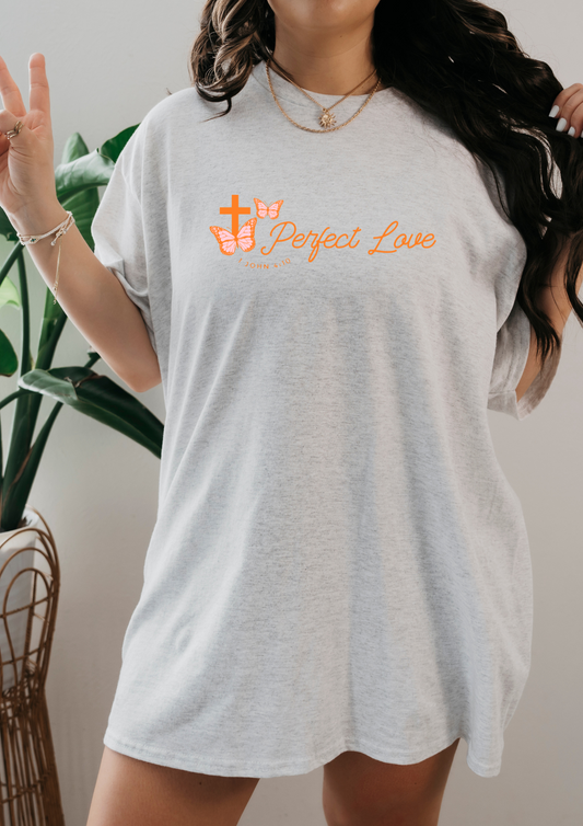 "PERFECT LOVE" ash gray shirt
