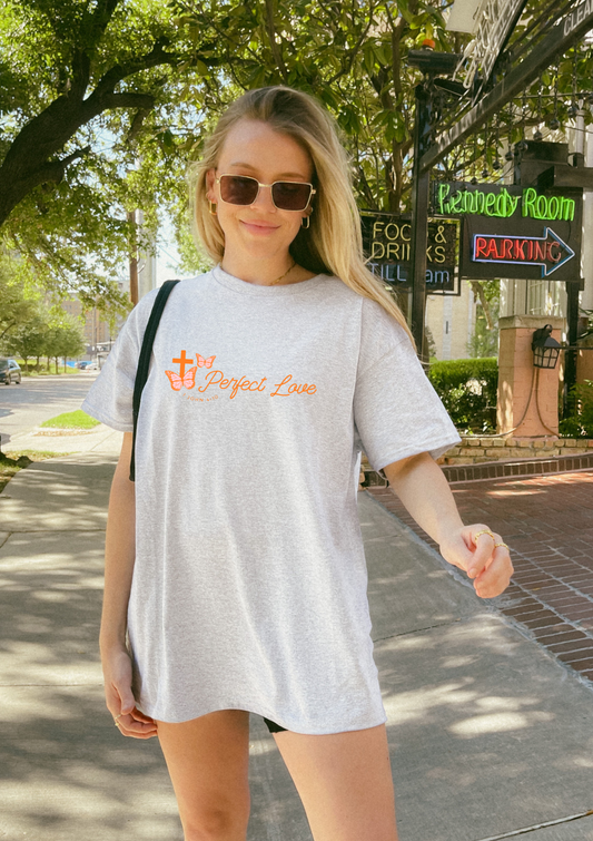 "PERFECT LOVE" ash gray shirt